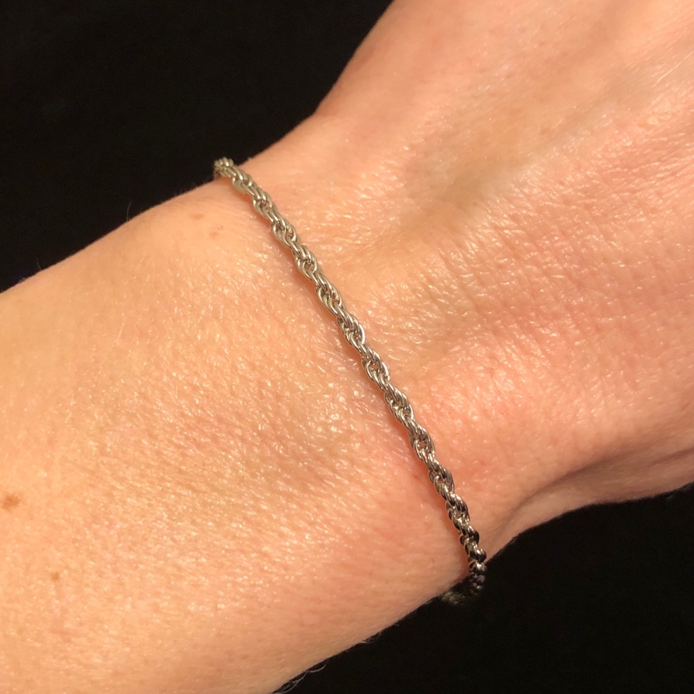 Silver Tone 14K Gold Plated Rope Chain Bracelet